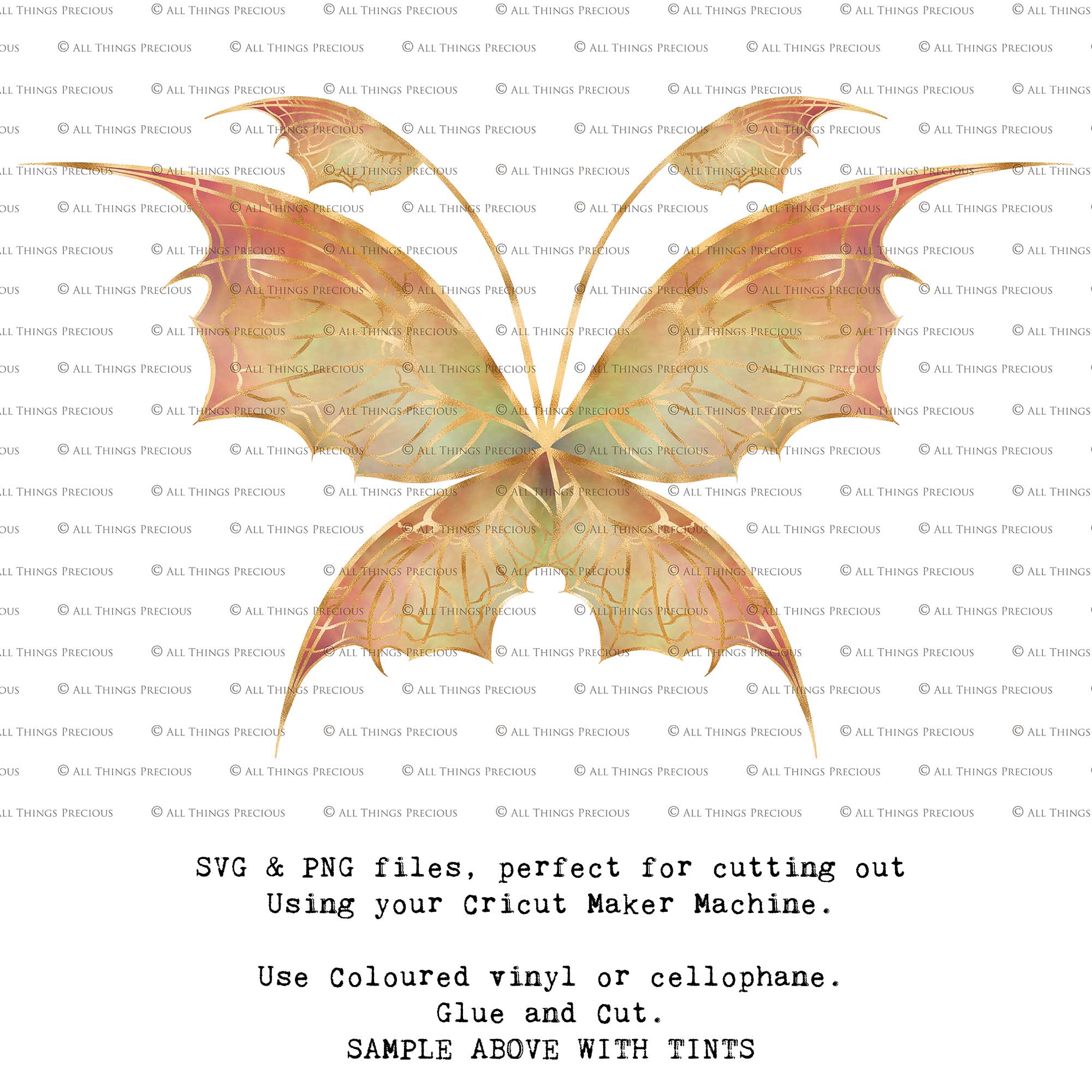 SVG & PNG Fairy Wing files for Cricut or Silhouette Cameo Cutting Machine. To create wearable fairy wings, in adult or children sizes.  Use this clipart design for Halloween Costumes, Fantasy or Cosplay or photography. These are Individual Wing Pieces, for you to cut and assemble. This is a digital product.